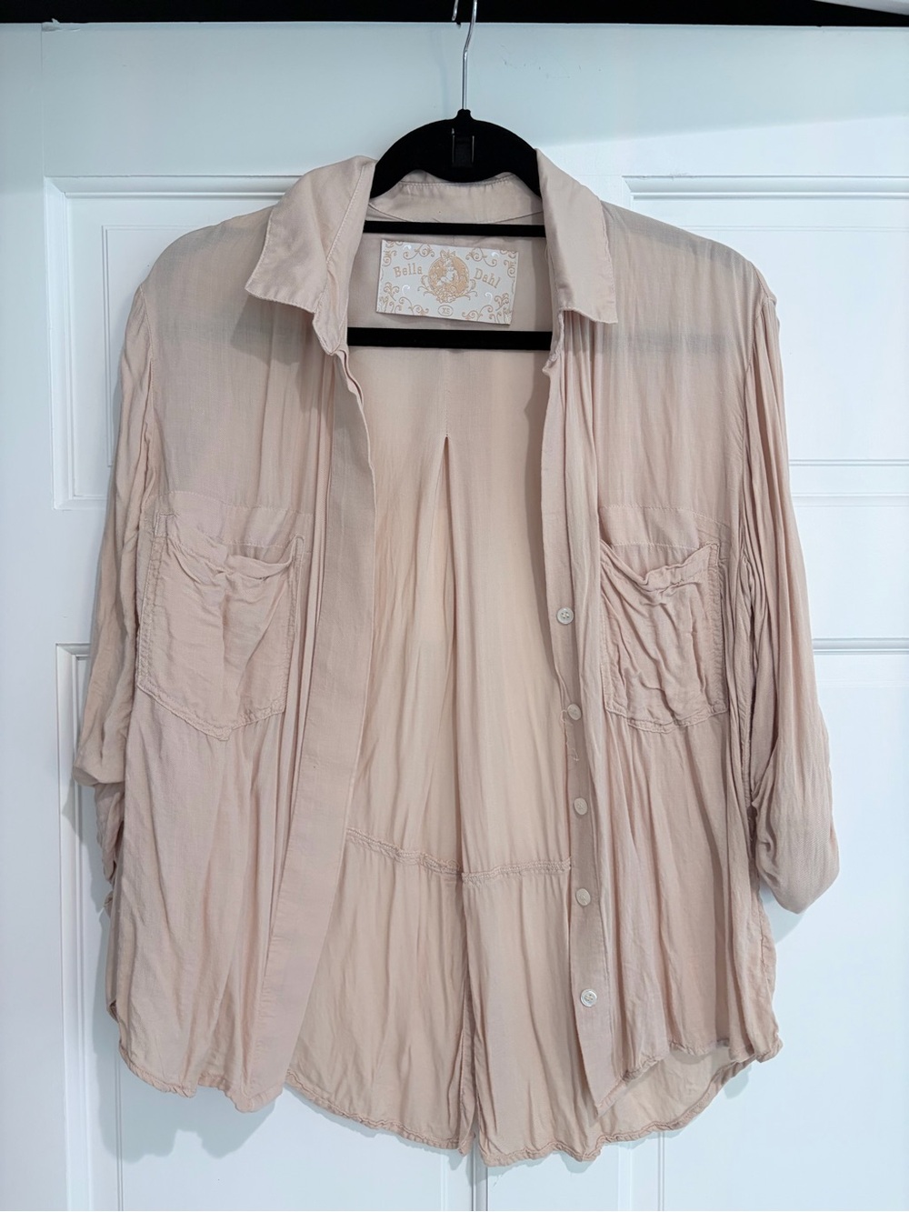 Bella Dahl Blush Oversized Utility Button-Down — XS